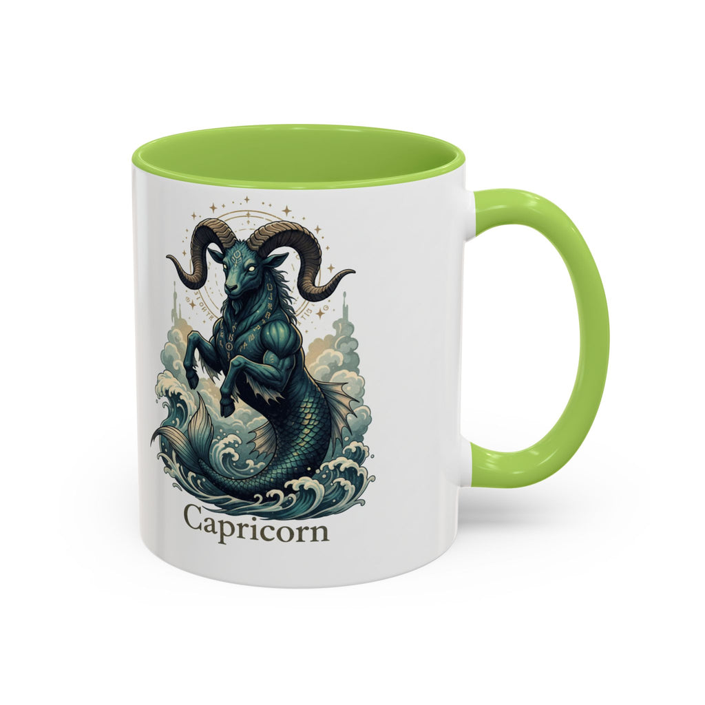 Capricorn Sea-Goat Accent Coffee Mug — Zodiac Astrology Ceramic Gift (11/15oz)