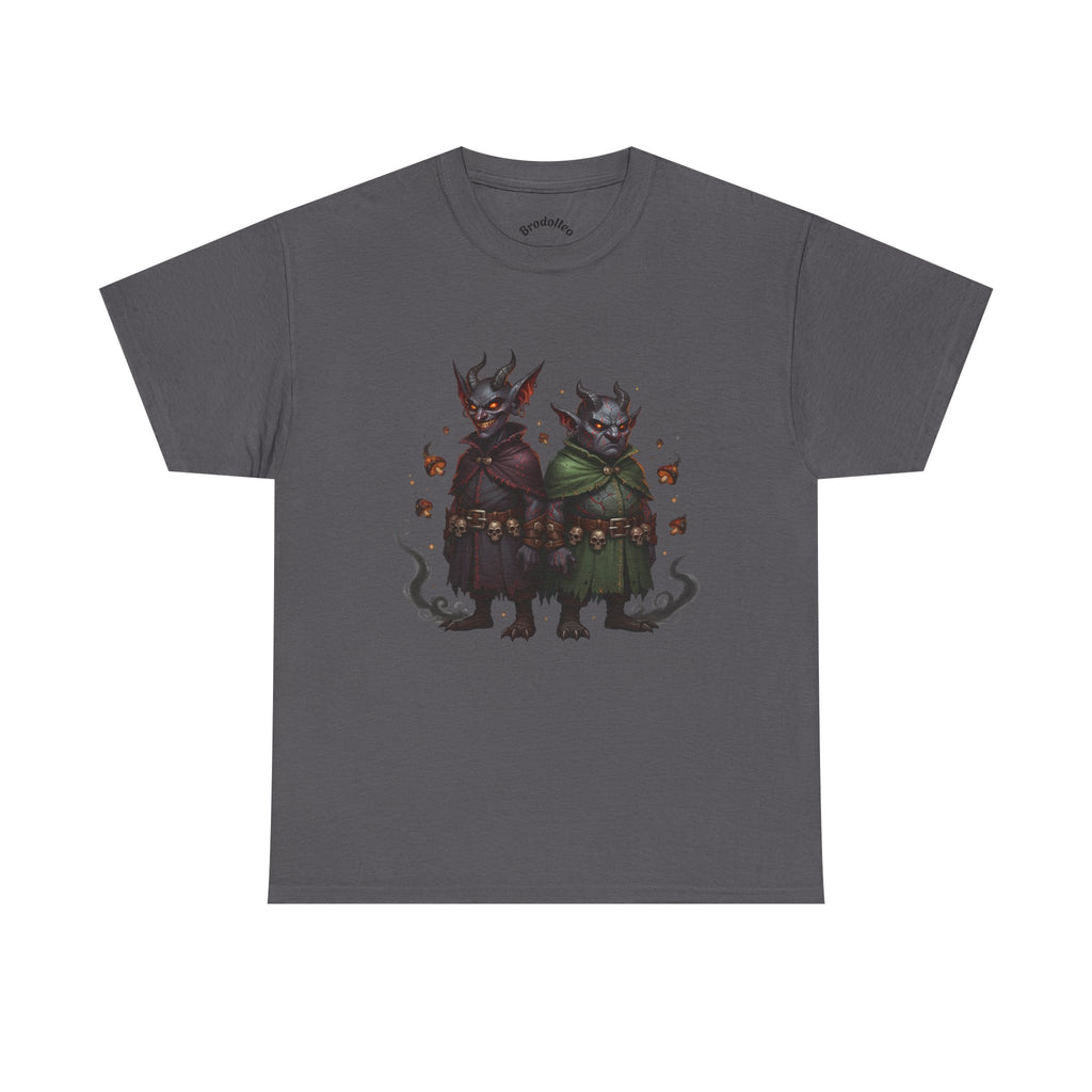 Demonic Twins Graphic Tee — Gothic Fantasy Demon Couple T-Shirt