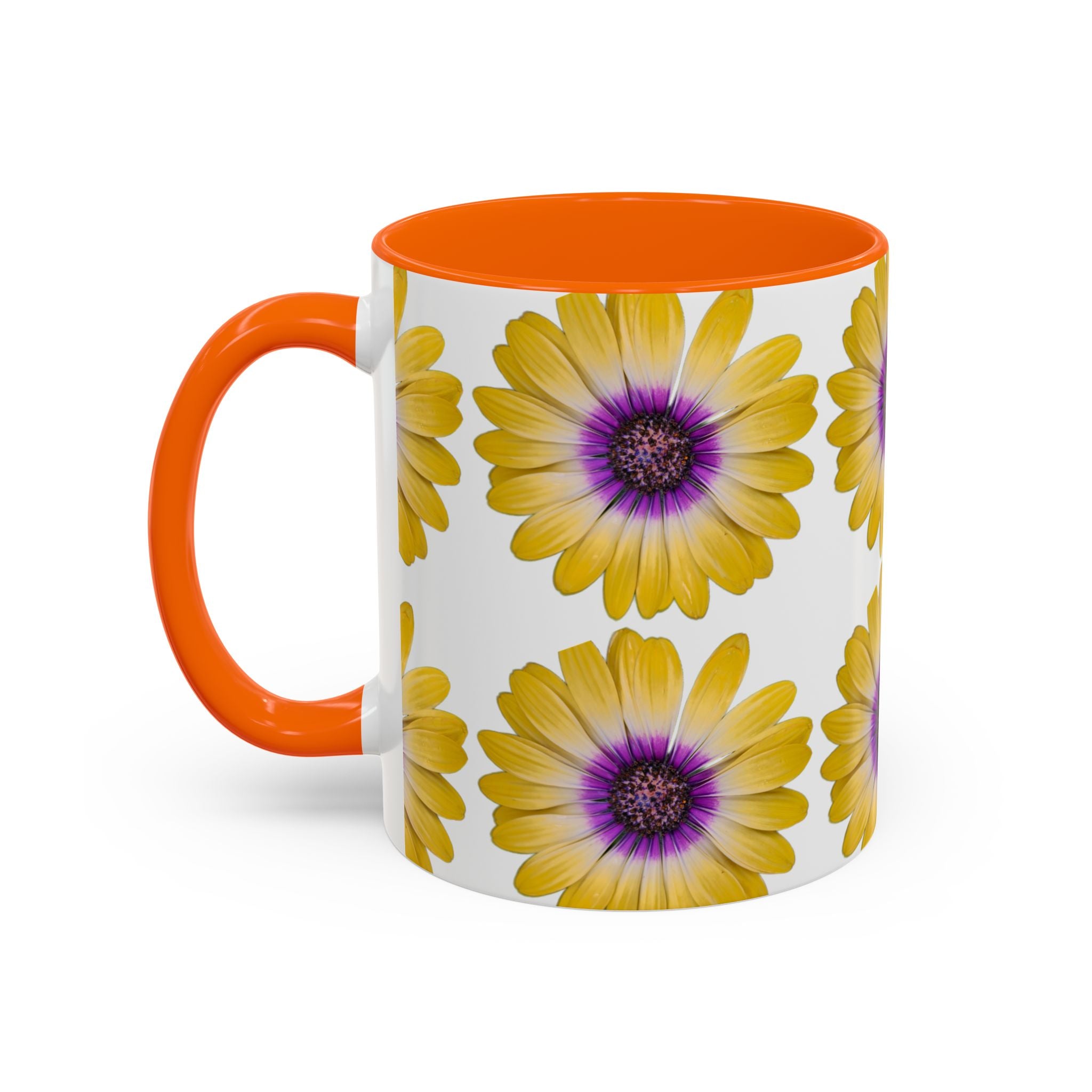 Yellow Purple Daisy Accent Coffee Mug – Floral Pattern 11/15oz