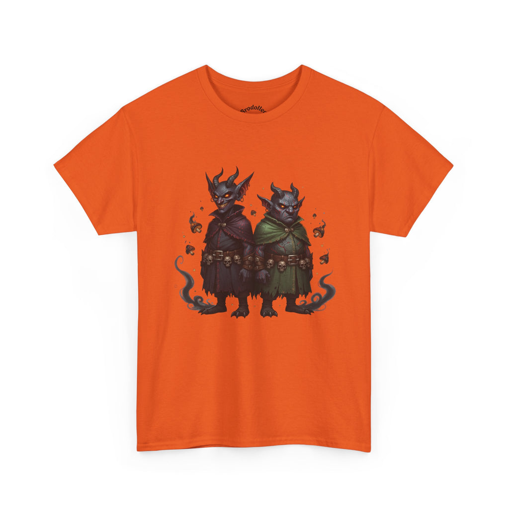 Demonic Twins Graphic Tee — Gothic Fantasy Demon Couple T-Shirt