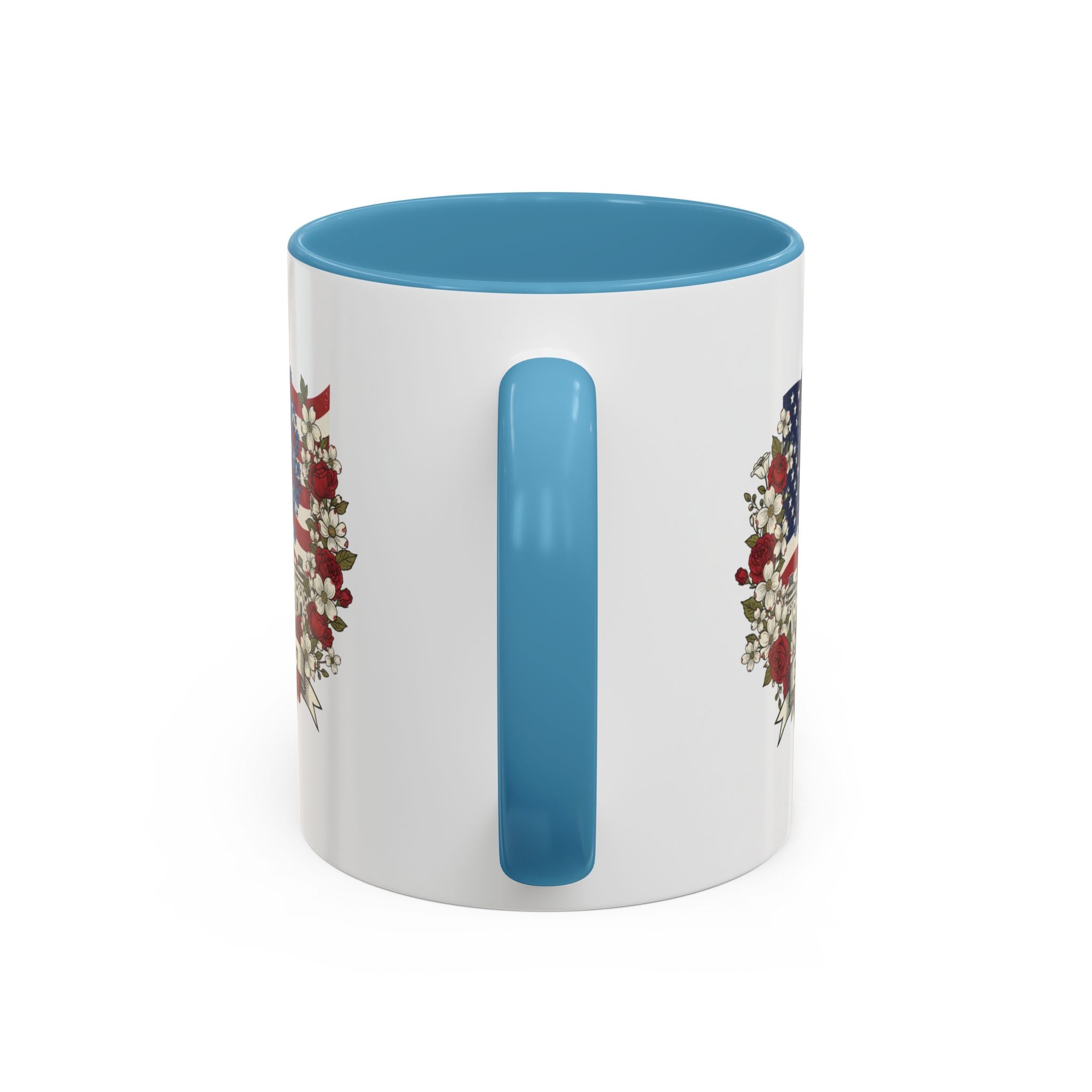 Capitol 250th Anniversary Accent Coffee Mug – Patriotic American Flag Floral Design (11/15oz)