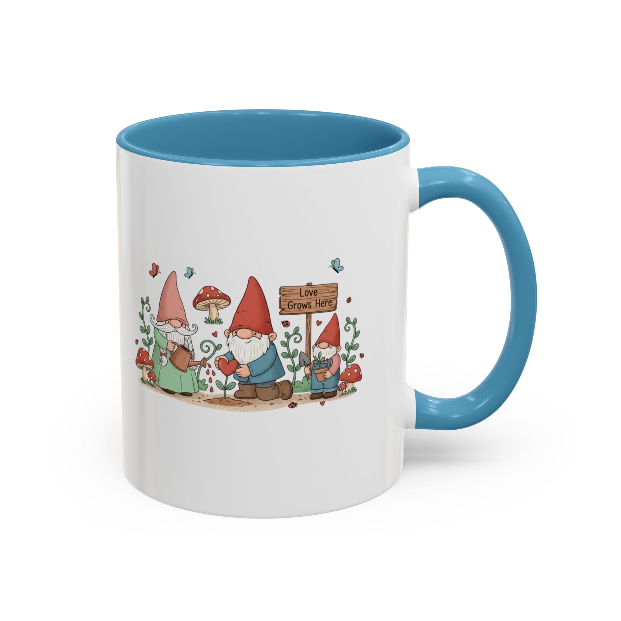 Gnome Garden Coffee Mug — Cute ‘Love Grows Here’ Accent Mug