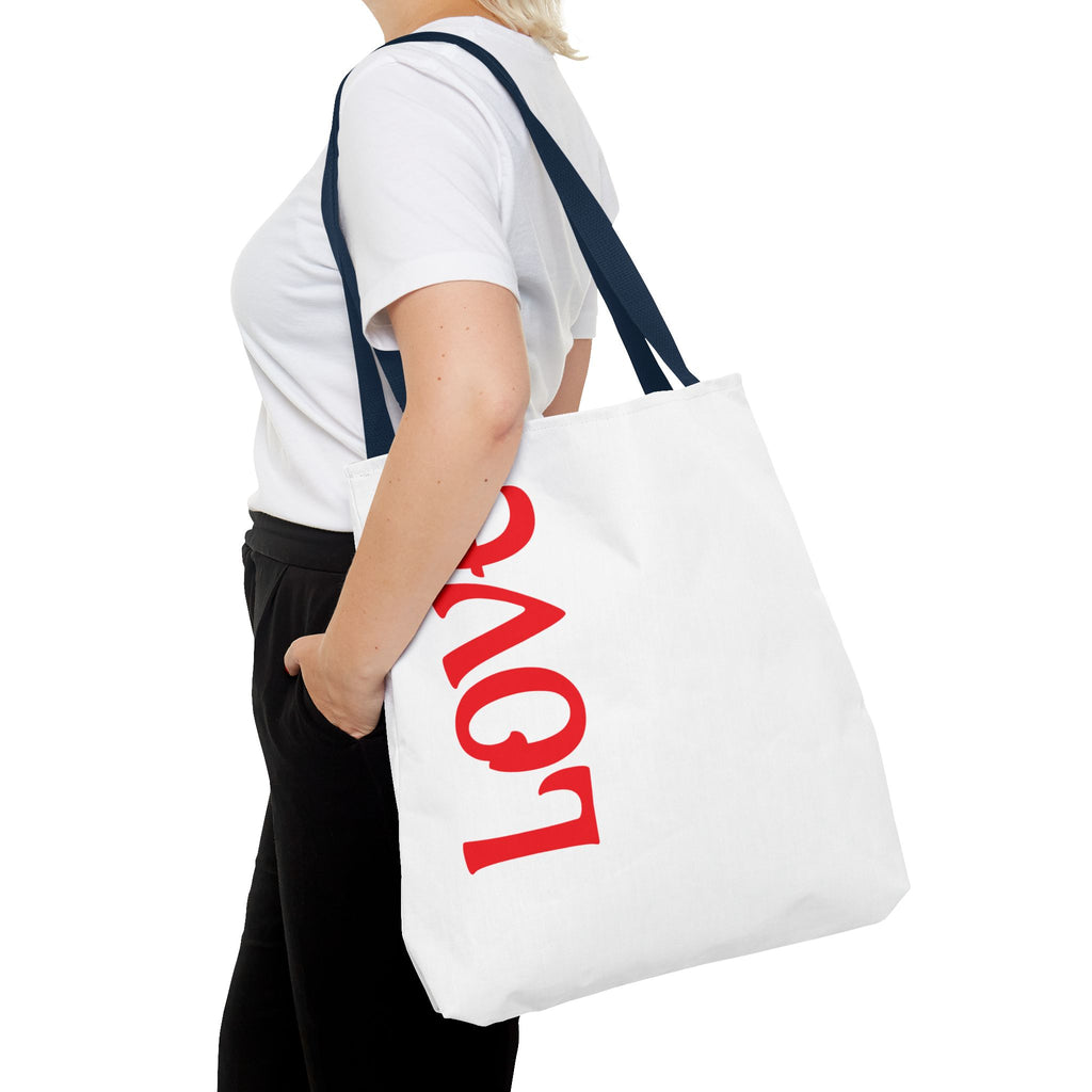 LOVE Vertical Red Tote Bag – Romantic Valentine’s Day Canvas Tote