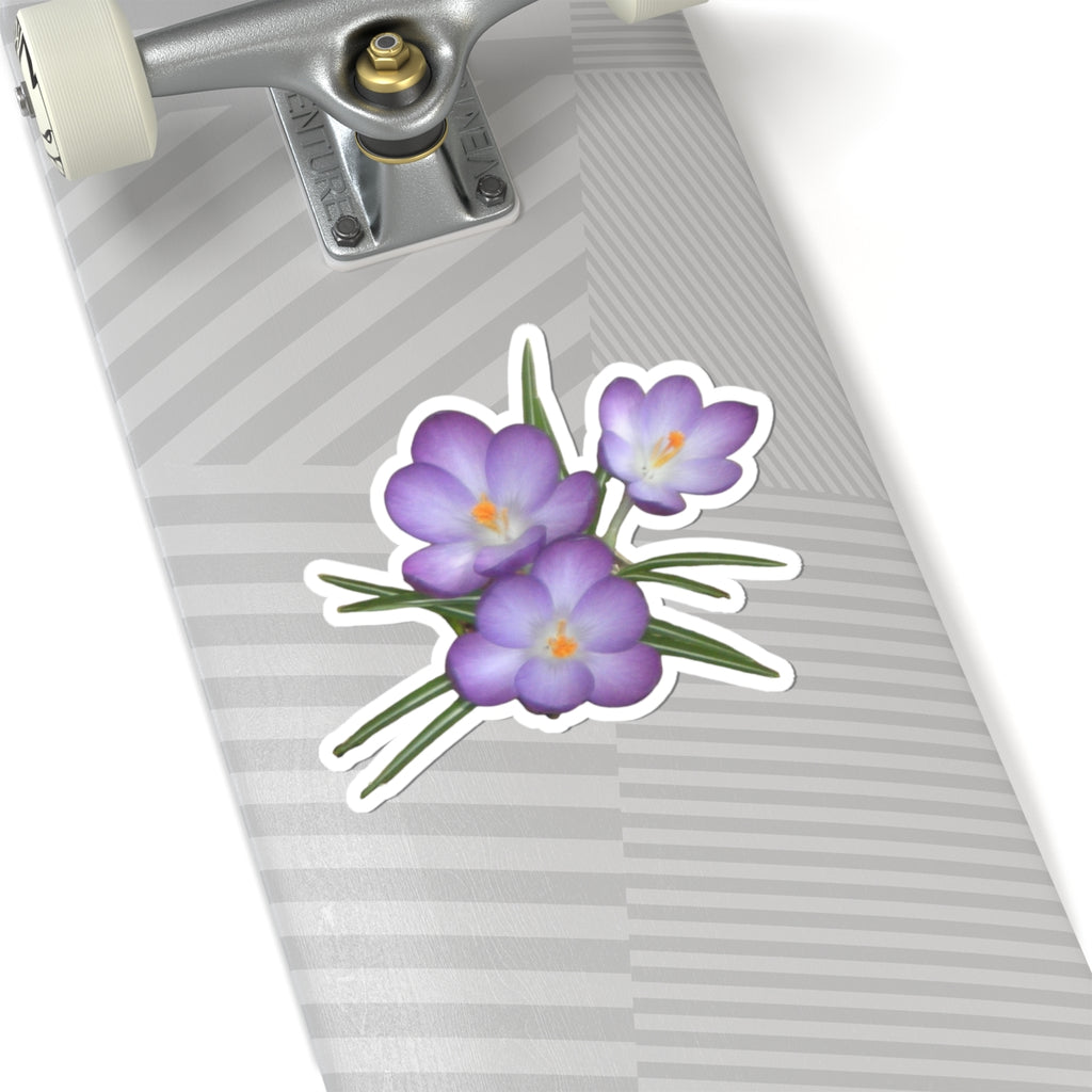 Purple Crocus Floral Sticker — Waterproof Kiss-Cut Decorative Sticker for Laptops, Water Bottles & Journals