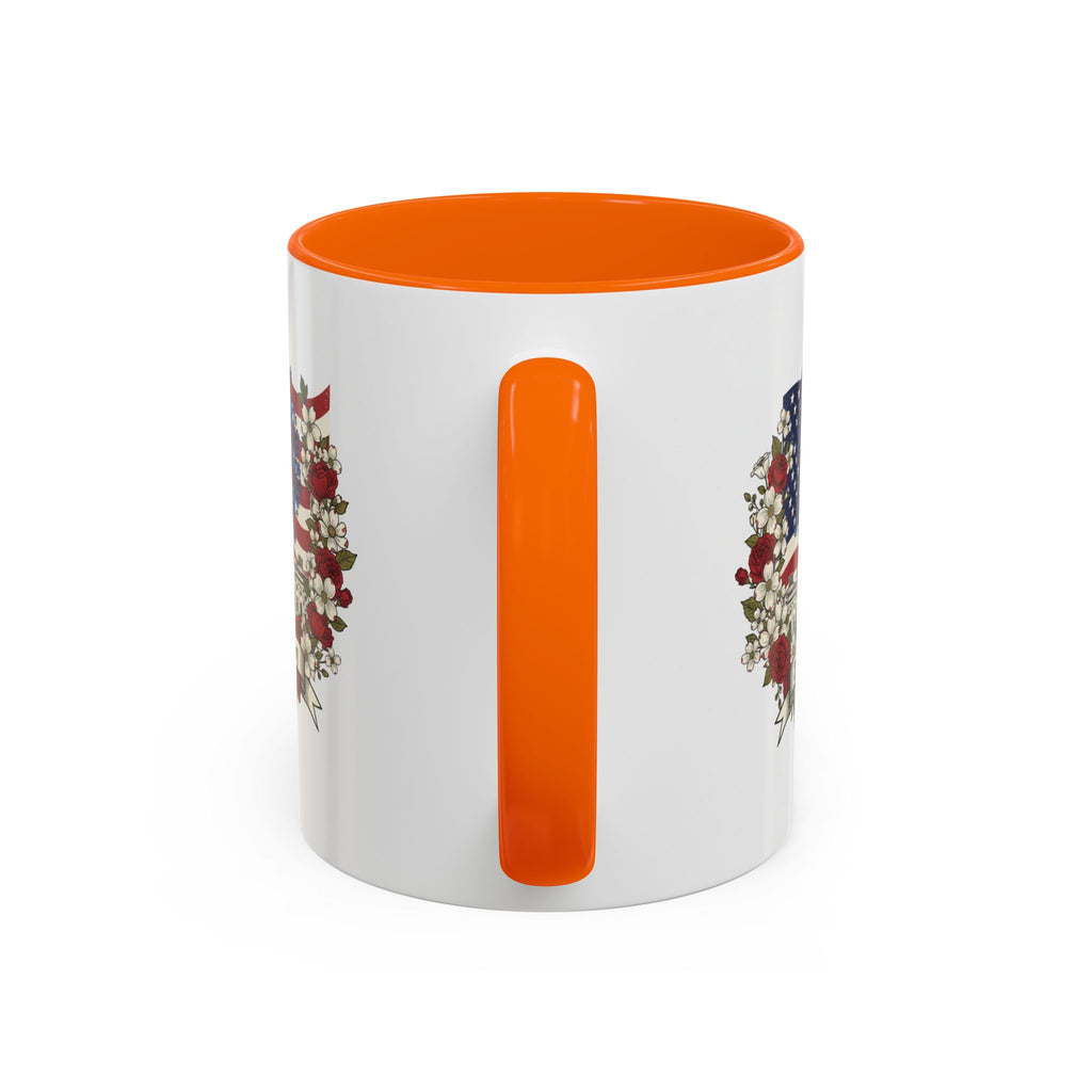 Capitol 250th Anniversary Accent Coffee Mug – Patriotic American Flag Floral Design (11/15oz)