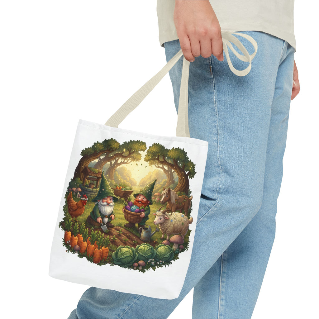 Gnome Garden Tote Bag — Whimsical Woodland Market Illustration