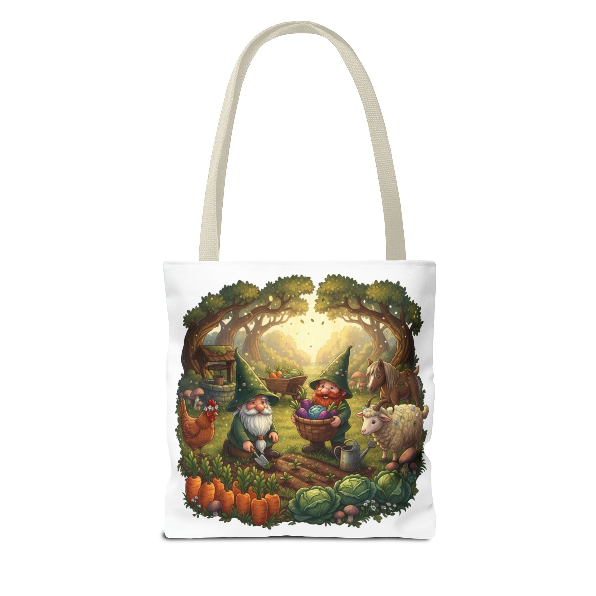 Gnome Garden Tote Bag — Whimsical Woodland Market Illustration