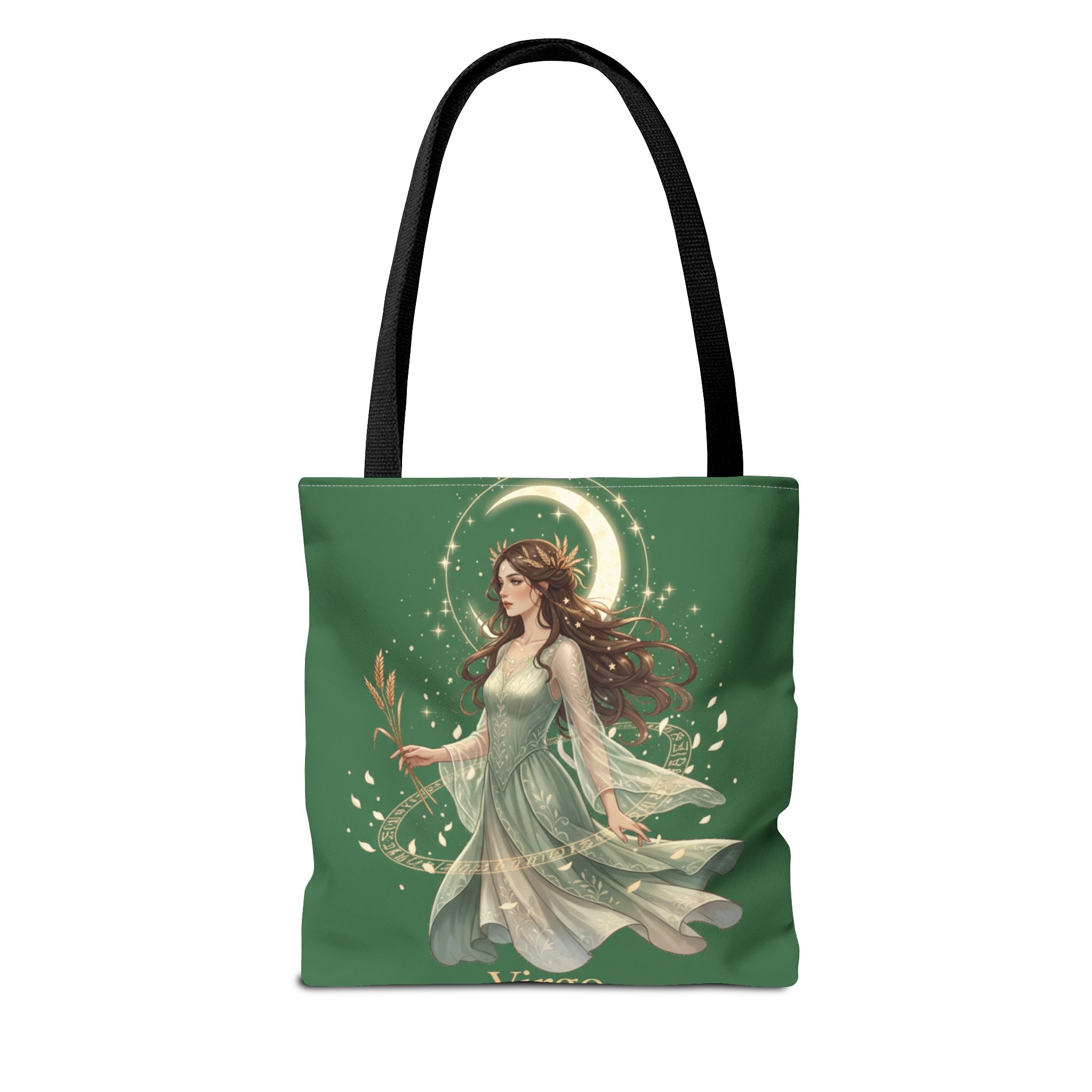Mystic Moon Goddess Tote Bag — Ethereal Green All-Over Print Tote