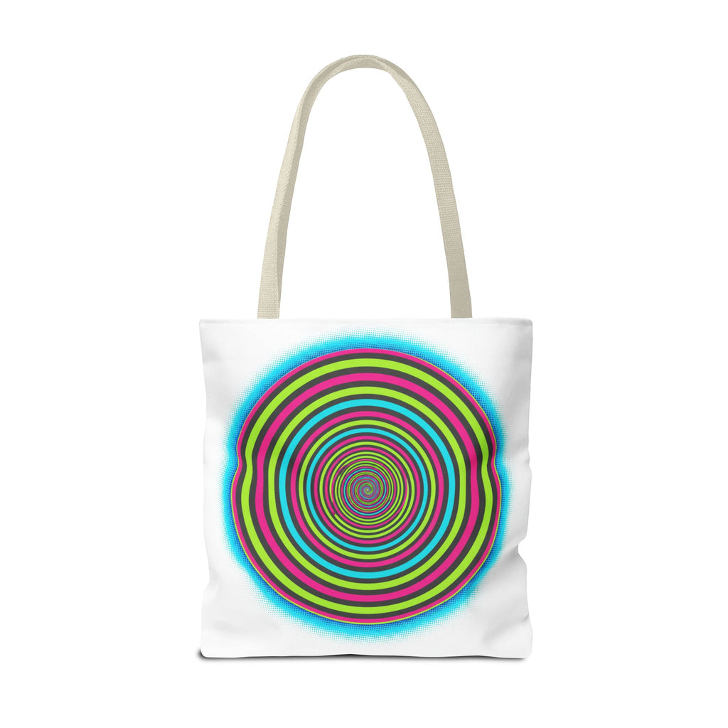 Psychedelic Spiral Tote Bag — Colorful Vortex All-Over Print Tote