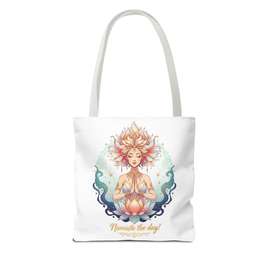 Yoga Lotus Tote Bag — "Namaste the day!" Meditation Canvas Tote