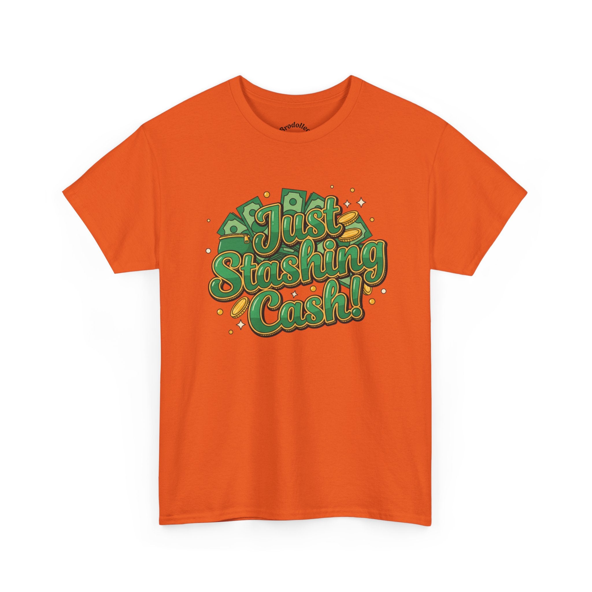 T‑Shirt — “Just Stashing Cash!” Retro Script Money Graphic Tee