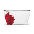 Red Daisy Accessory Pouch — Floral Makeup Bag with T-Bottom
