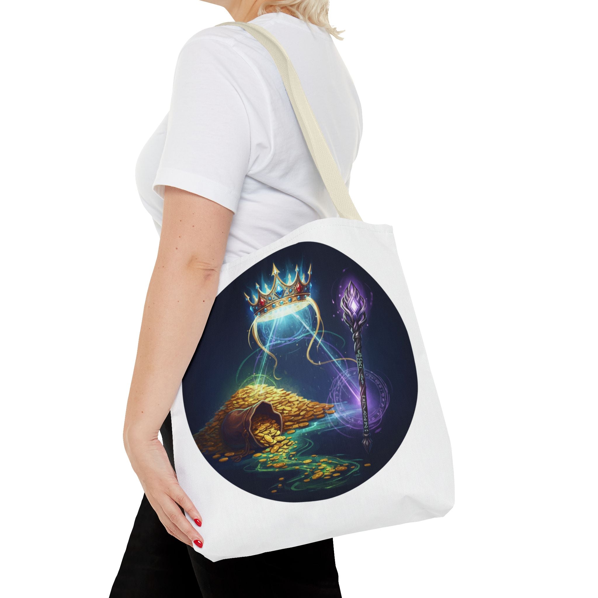 Mystic Crown & Treasure Tote Bag — Fantasy Magic Art Tote