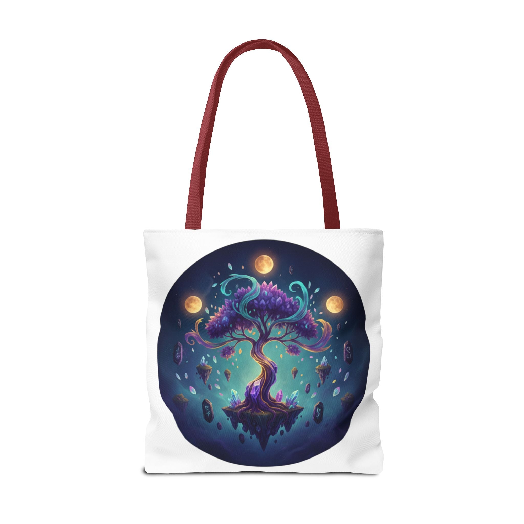 Mystic Floating Tree Tote Bag — Cosmic Moonlight Illustration All-Over Print