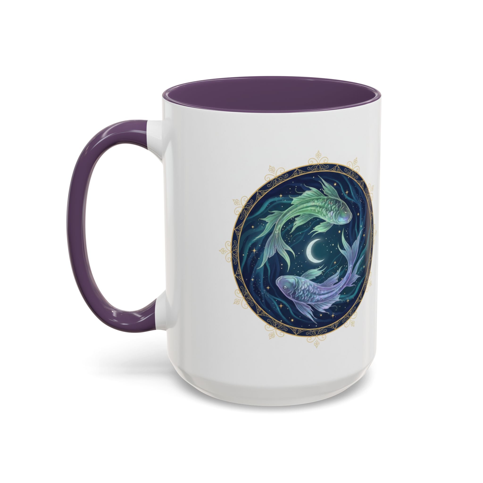 Koi Yin Yang Coffee Mug — Celestial Fish Moon Ceramic Accent Mug (11/15oz)