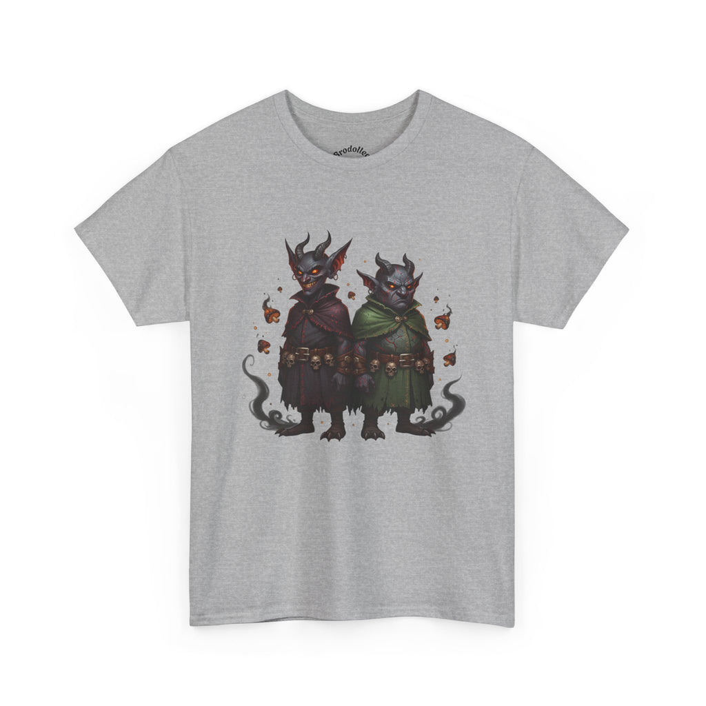 Demonic Twins Graphic Tee — Gothic Fantasy Demon Couple T-Shirt