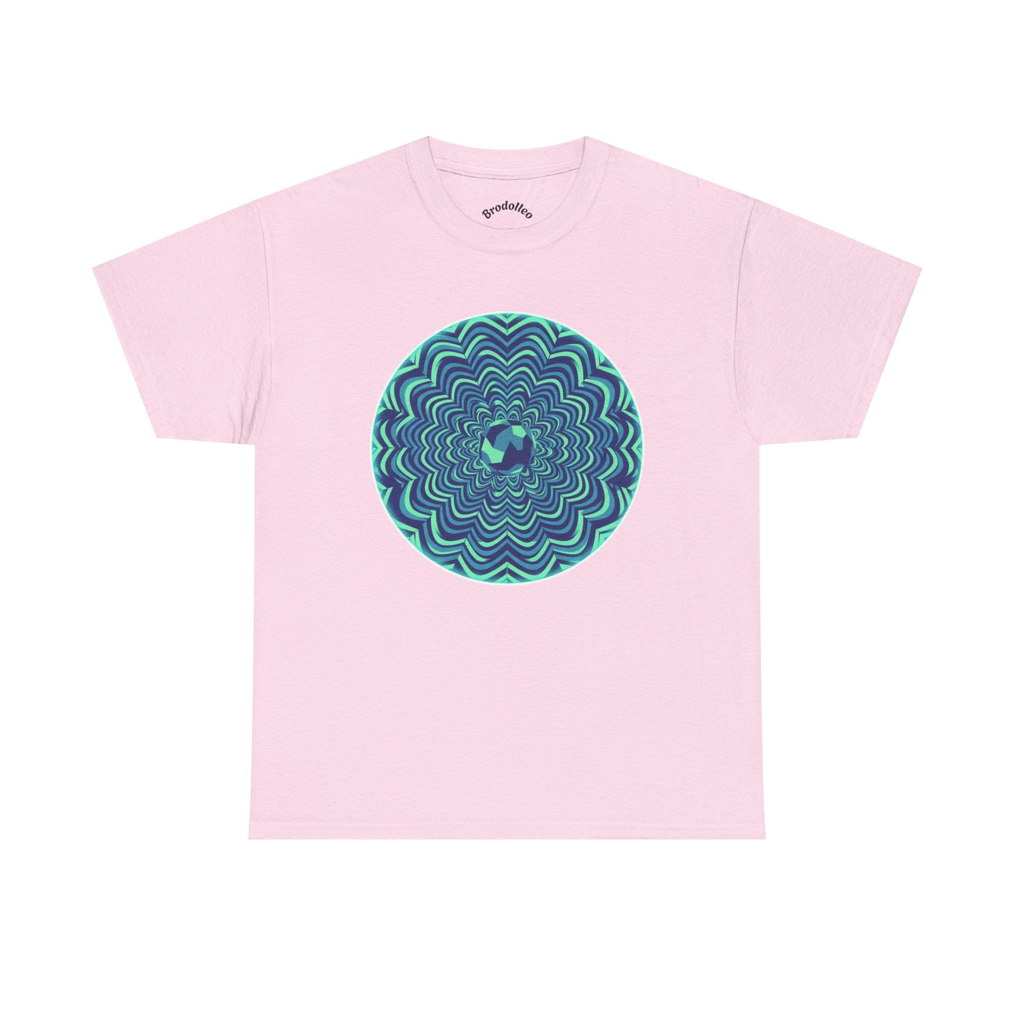 Psychedelic Mandala Tee — Blue Green Optical Spiral T-Shirt