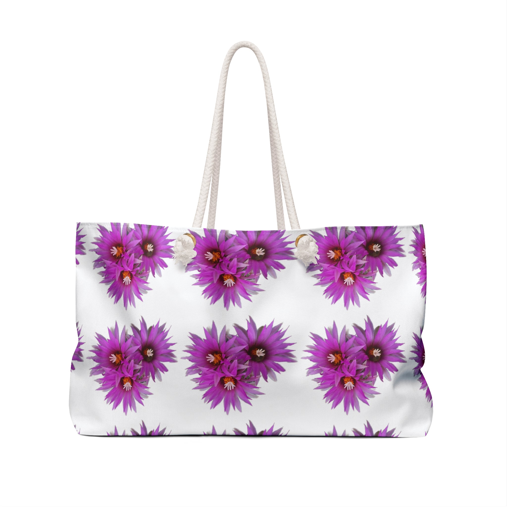 Purple Floral Weekender Bag — Spacious Flower Pattern Travel Tote