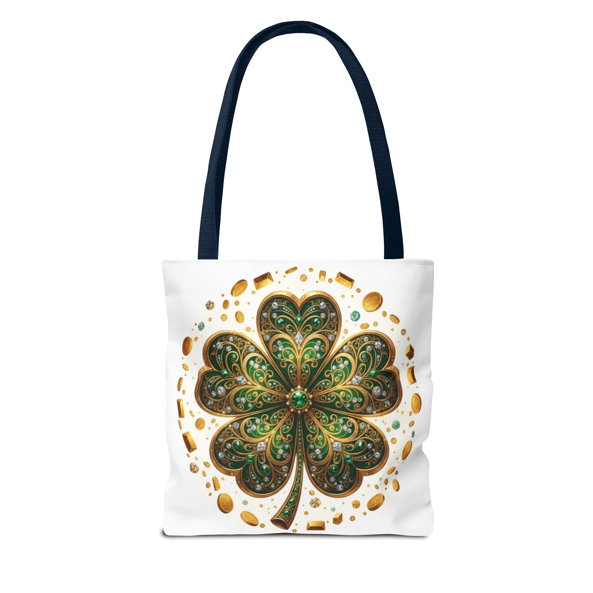 Celtic Shamrock Tote Bag — Green Four-Leaf Clover St. Patrick’s Day All-Over Print