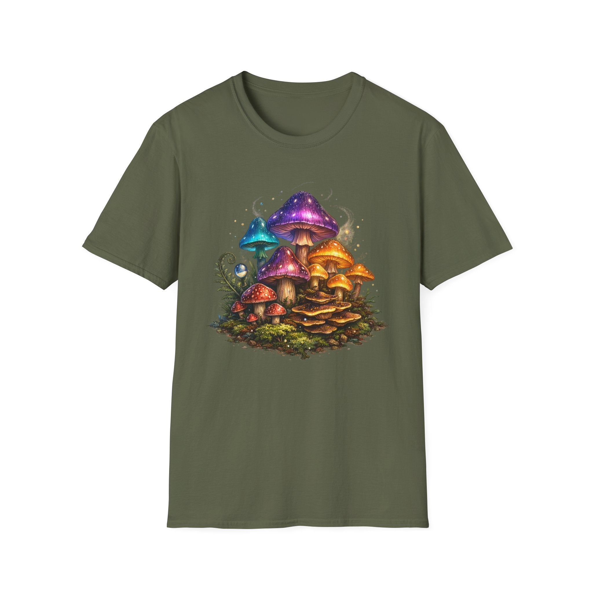 Mushroom Grove Graphic T-Shirt — Colorful Fantasy Fungi Design