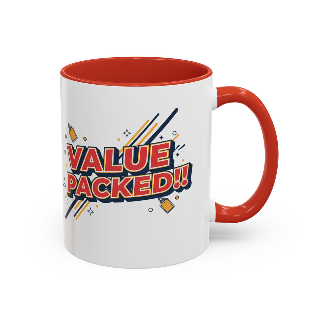 Value Packed!! Accent Coffee Mug — Bold Retro Comic Graphic (11/15 oz)
