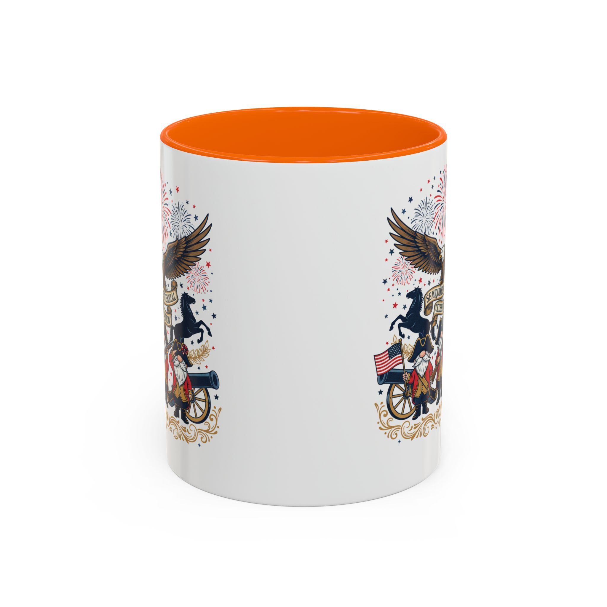 Patriotic Eagle & Revolutionary Soldiers Coffee Mug — Bicentennial Celebration Accent Mug