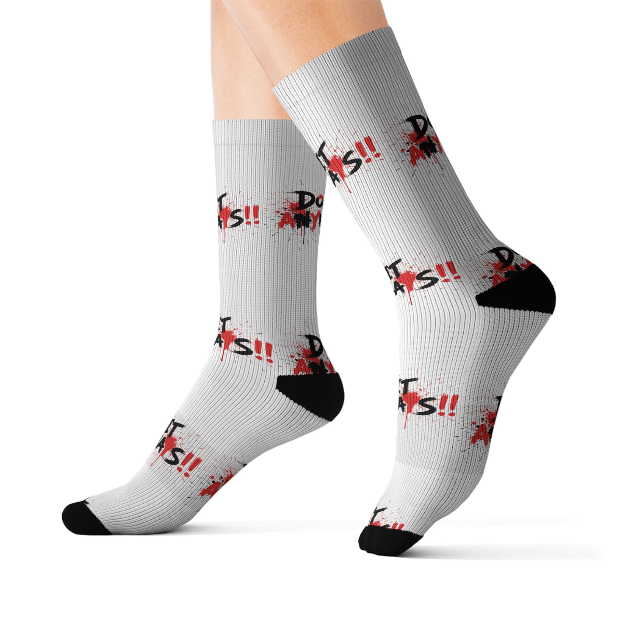 Sublimation Socks - “Do It Always!!” Graphic Athletic Crew Socks