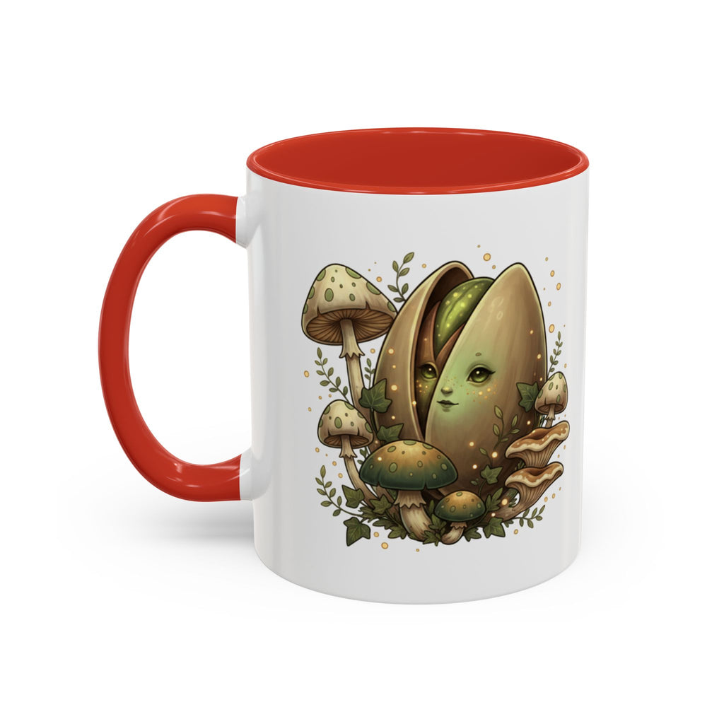 Mushroom Forest Accent Coffee Mug — Cute Woodland Fungi Design (11/15oz)