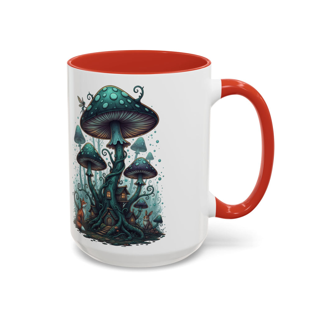 Enchanted Mushroom Cottage Coffee Mug — Fantasy Forest Accent Mug