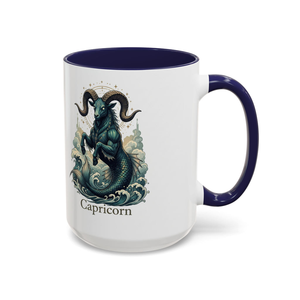 Capricorn Sea-Goat Accent Coffee Mug — Zodiac Astrology Ceramic Gift (11/15oz)
