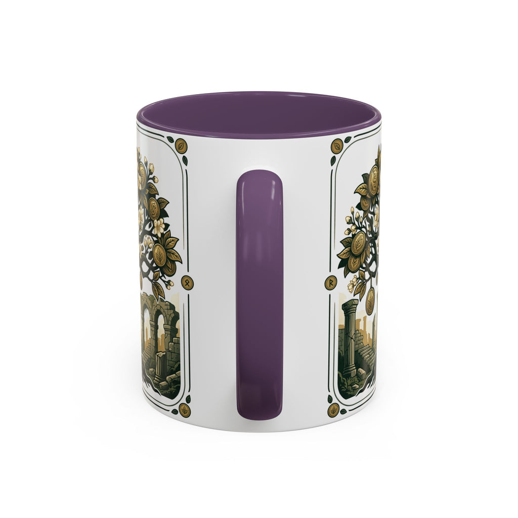 Ornate Tree of Coins Coffee Mug — Gold Ruins Accent Ceramic Mug (11/15oz)