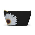 Daisy Floral Accessory Pouch — Black T‑Bottom Makeup Bag