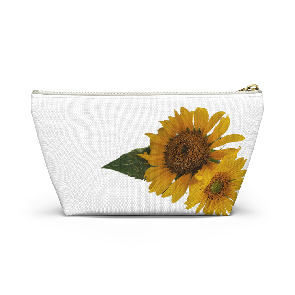Sunflower Accessory Pouch — Floral Makeup & Travel T-Bottom Bag