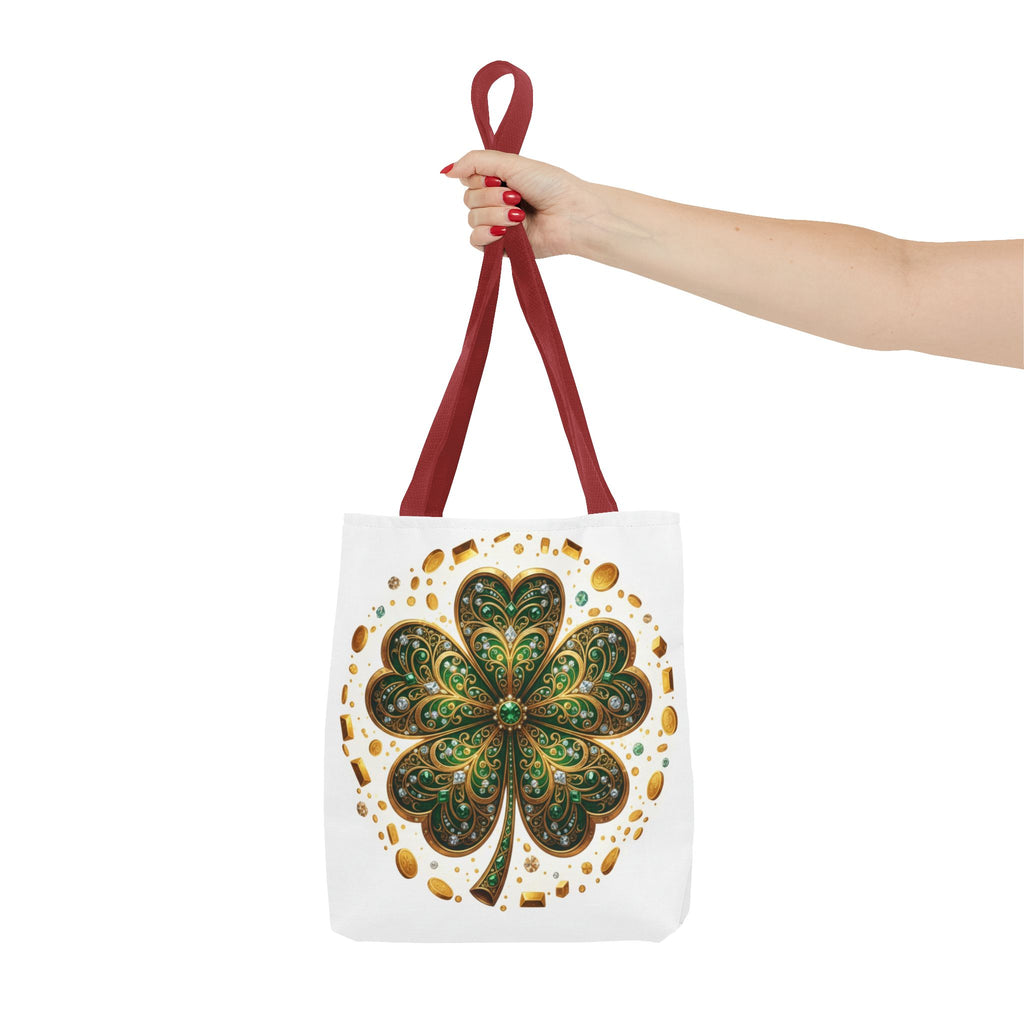 Celtic Shamrock Tote Bag — Green Four-Leaf Clover St. Patrick’s Day All-Over Print