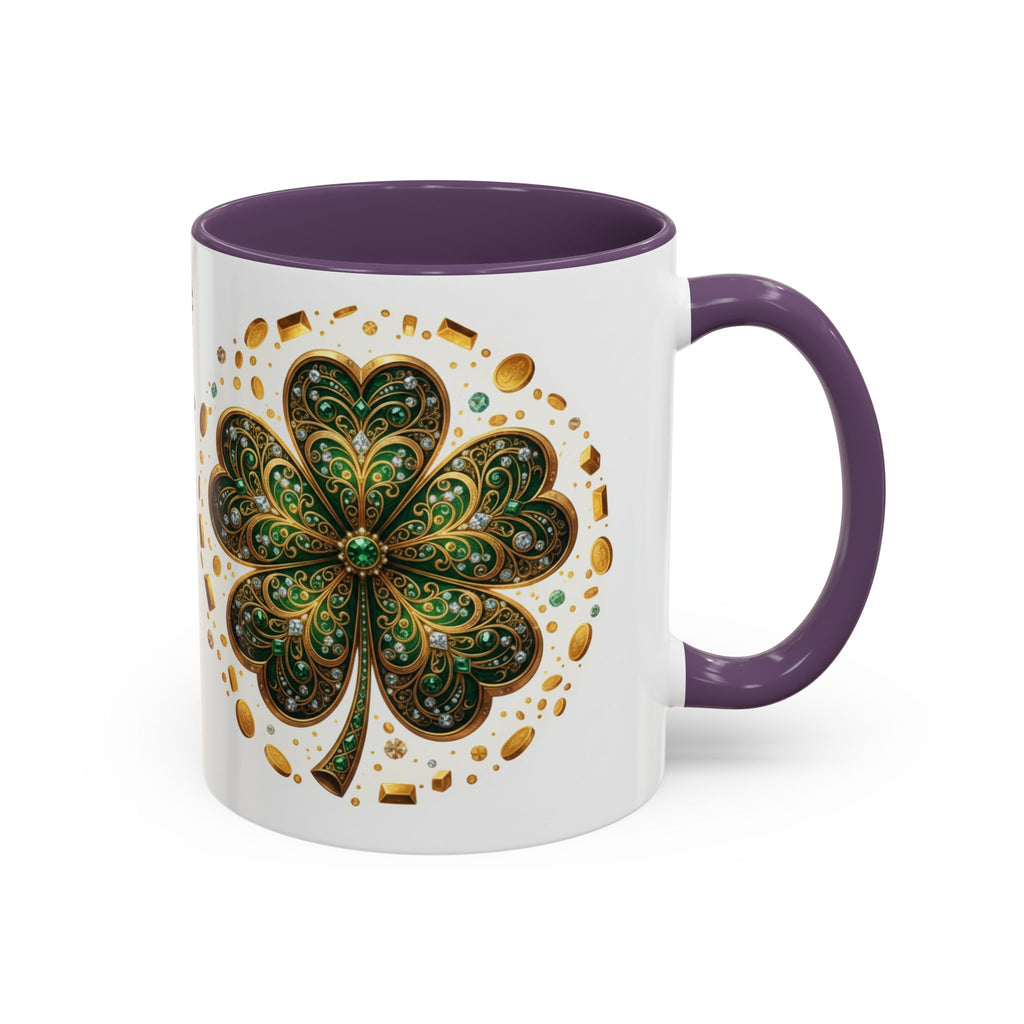 St. Patrick's Shamrock Coffee Mug — "Money Flows to Me" Lucky Charm Accent Mug