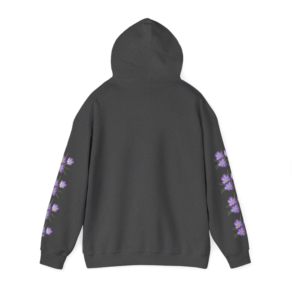 Purple Crocus Floral Hoodie — Spring Flower Graphic Sweatshirt