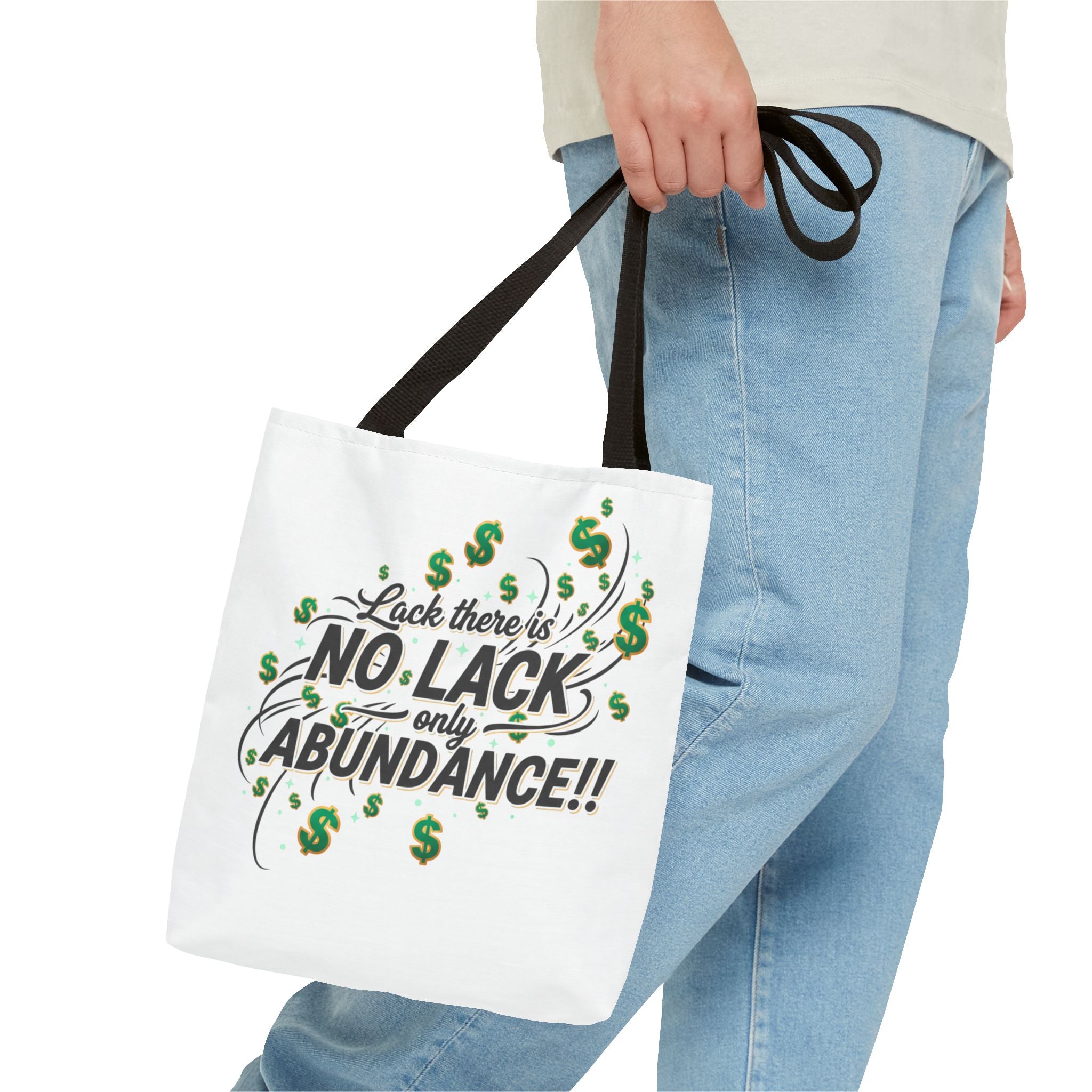 Abundance Tote Bag — "No Lack Only Abundance" Motivational Money Design