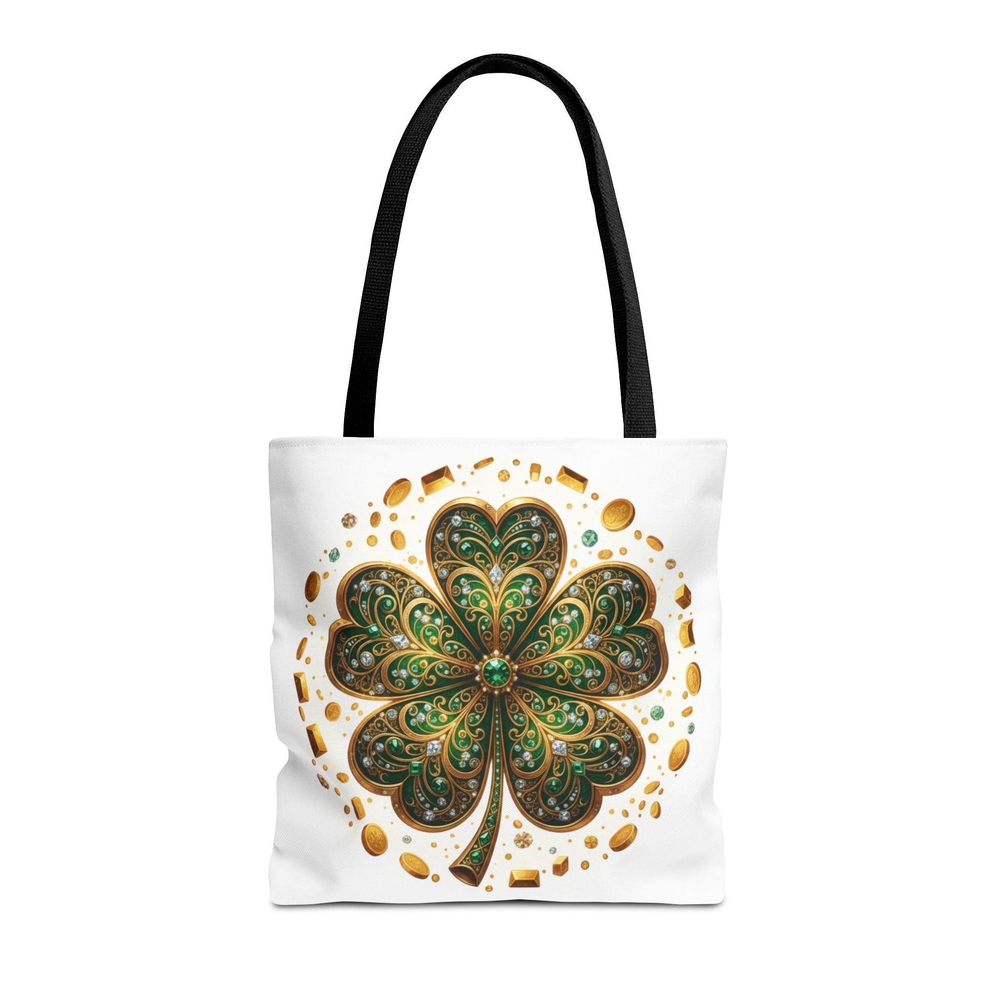 Celtic Shamrock Tote Bag — Green Four-Leaf Clover St. Patrick’s Day All-Over Print
