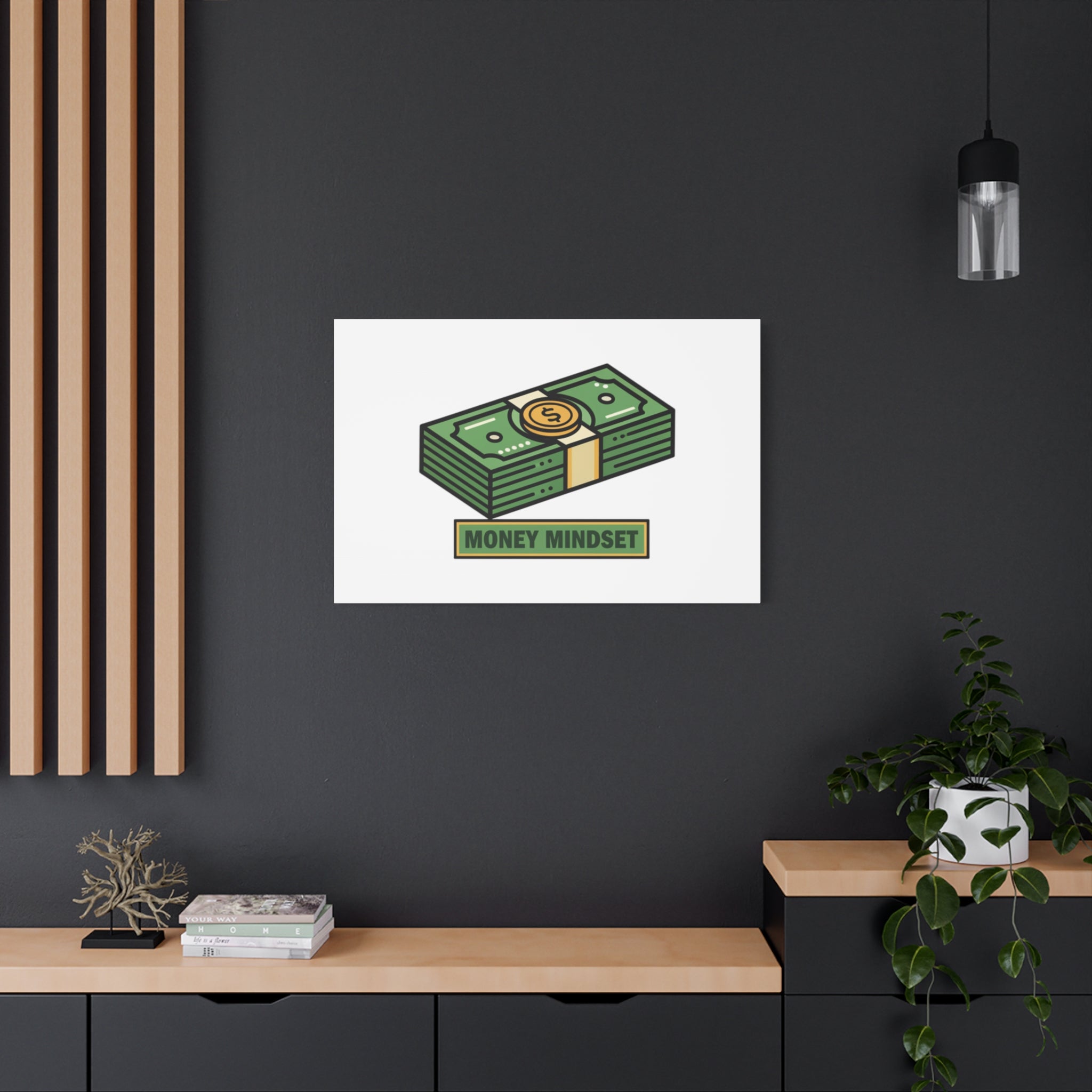 Canvas Wall Art – Money Mindset Stack Graphic (Matte Stretched Canvas)