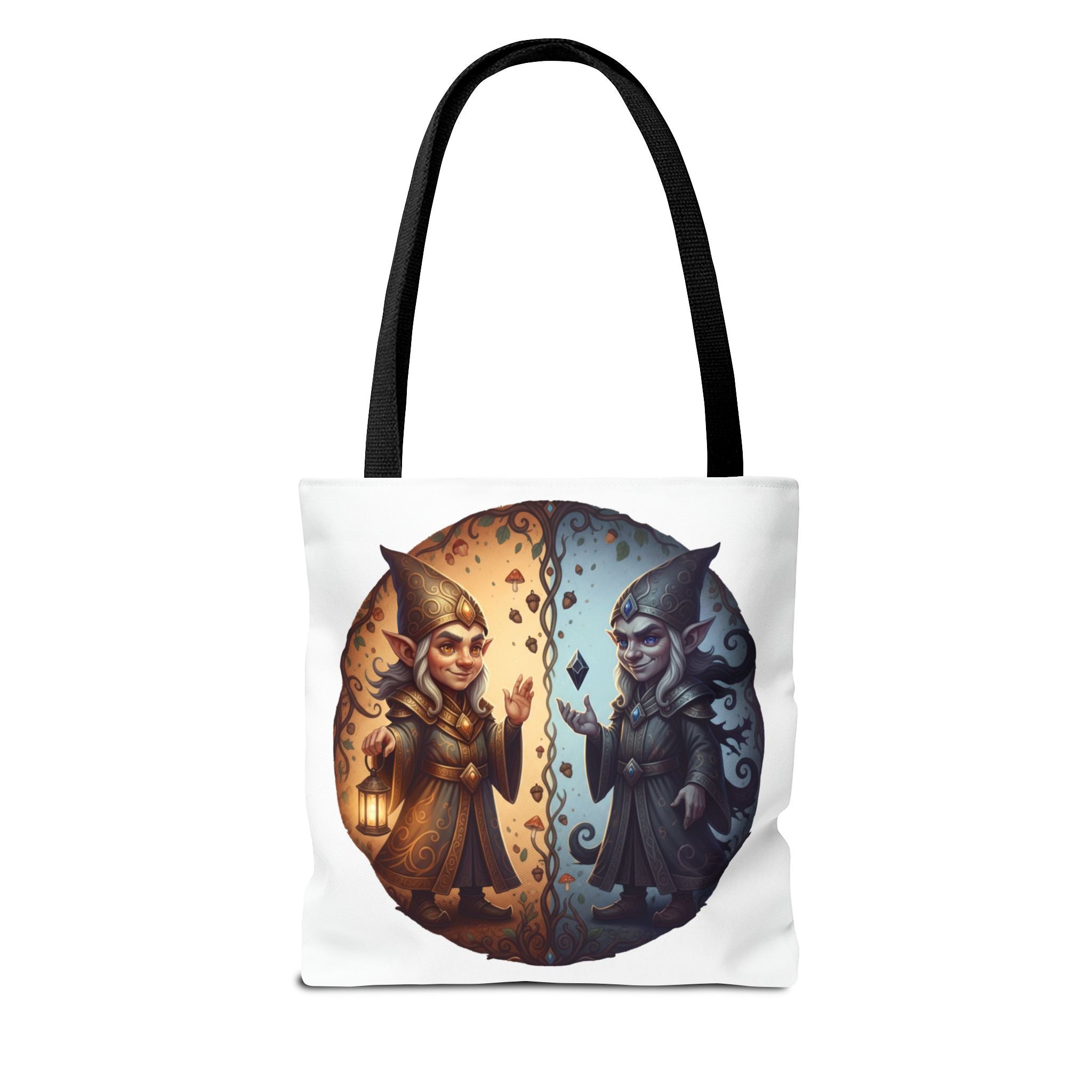 Gnome Duality Tote Bag — Day & Night Fantasy Illustration