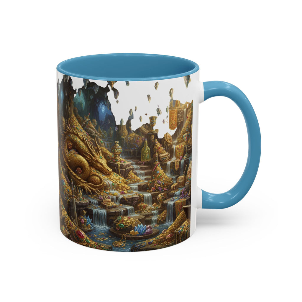 Dragon Hoard Accent Coffee Mug — Fantasy Treasure Landscape (11/15 oz)