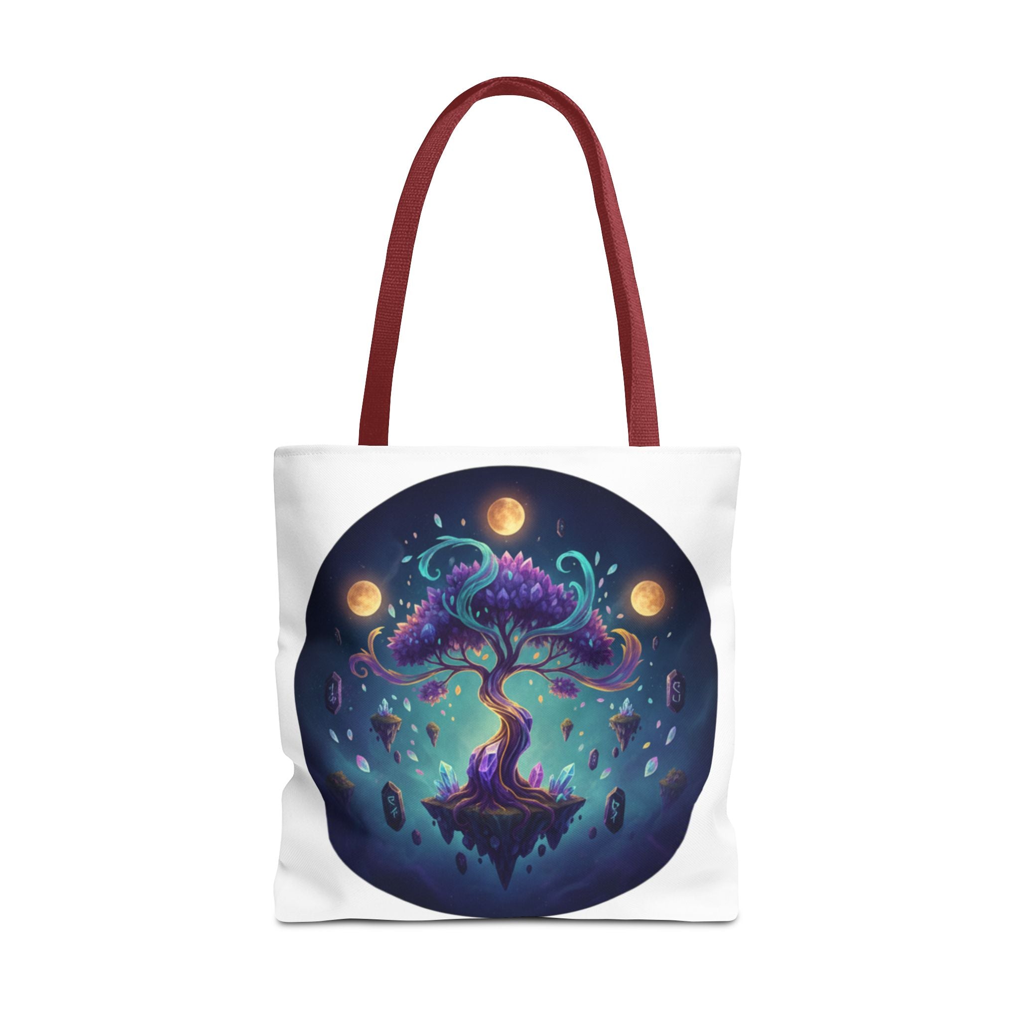 Mystic Floating Tree Tote Bag — Cosmic Moonlight Illustration All-Over Print