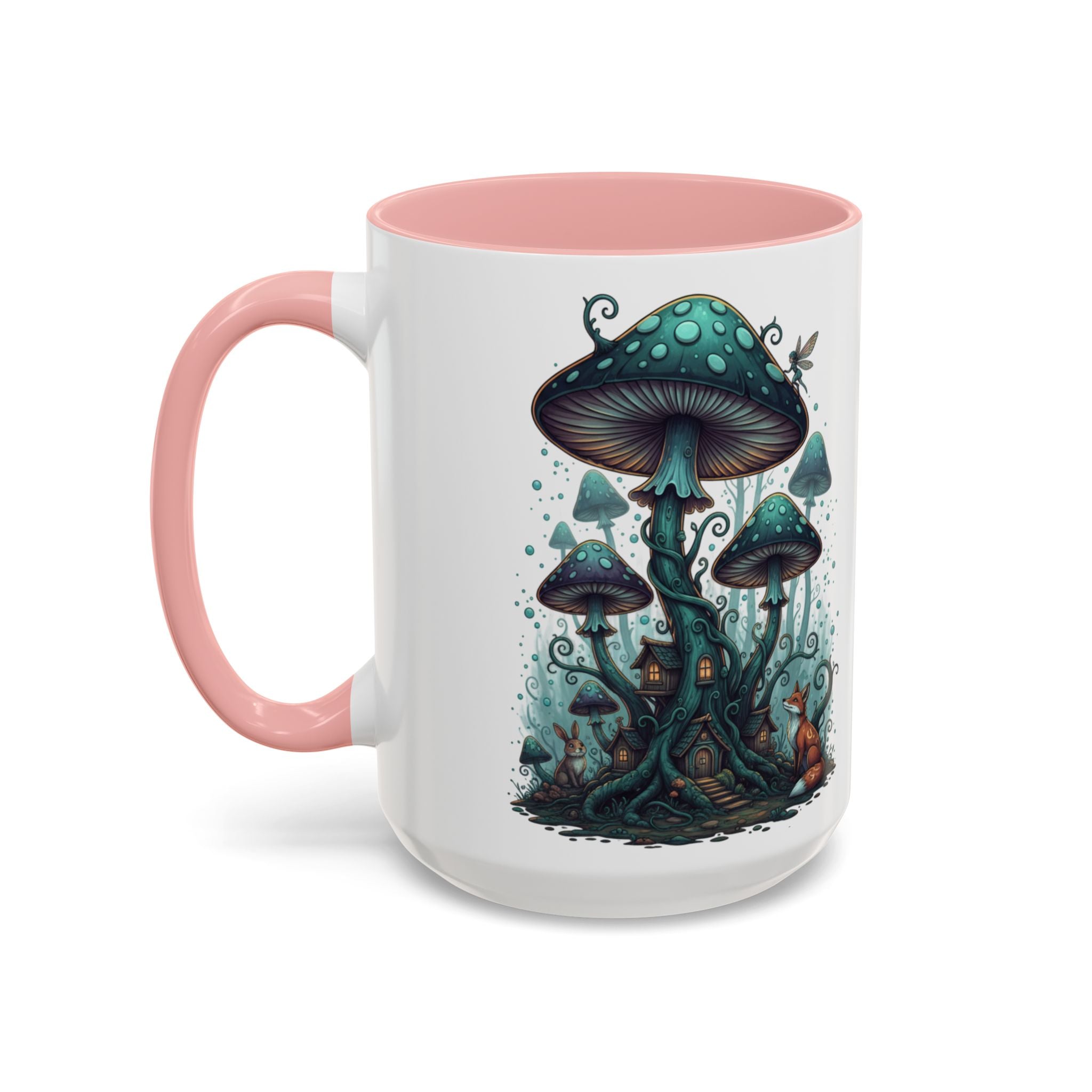 Enchanted Mushroom Cottage Coffee Mug — Fantasy Forest Accent Mug
