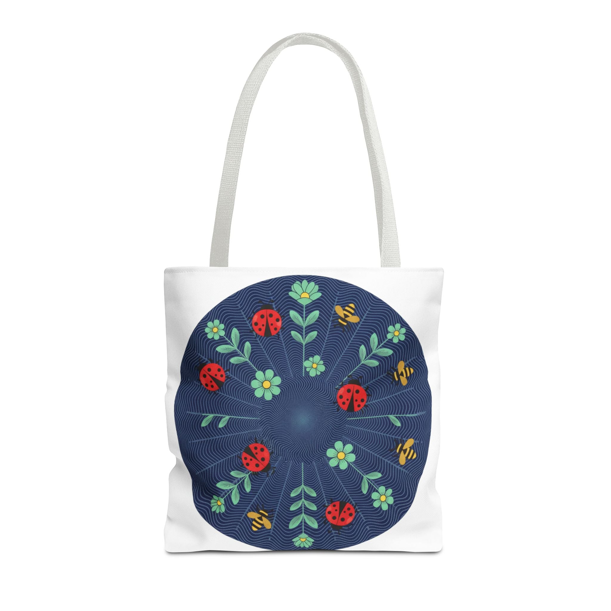 Ladybug Garden Tote Bag — Floral Circular Print AOP Tote