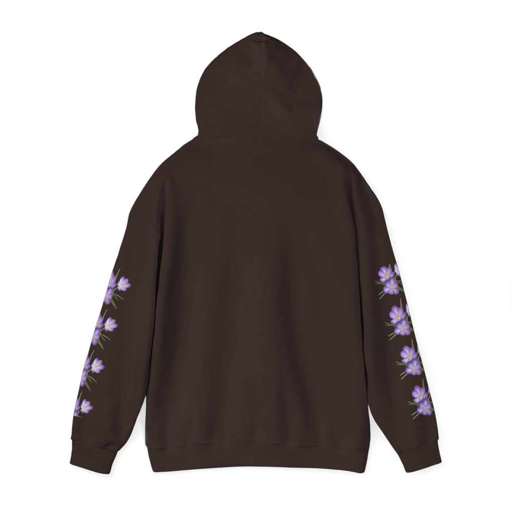 Purple Crocus Floral Hoodie — Spring Flower Graphic Sweatshirt