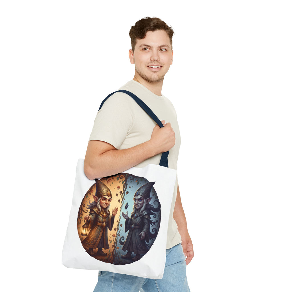 Gnome Duality Tote Bag — Day & Night Fantasy Illustration