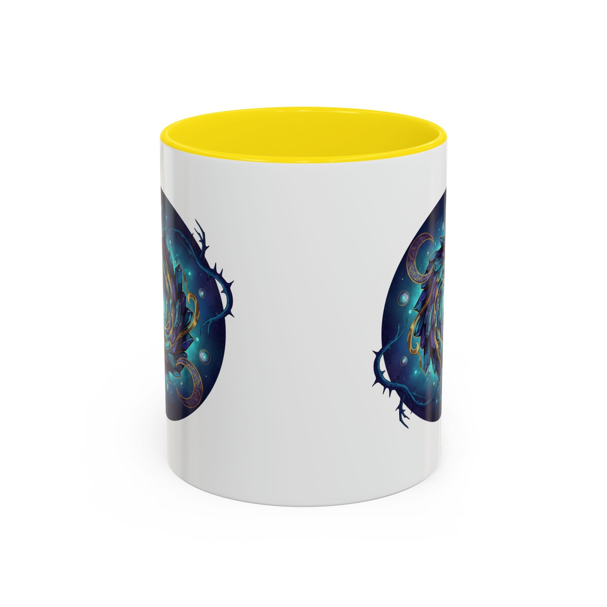 Galaxy Feather Spiral Accent Mug — Cosmic Boho Coffee Cup (11/15oz)