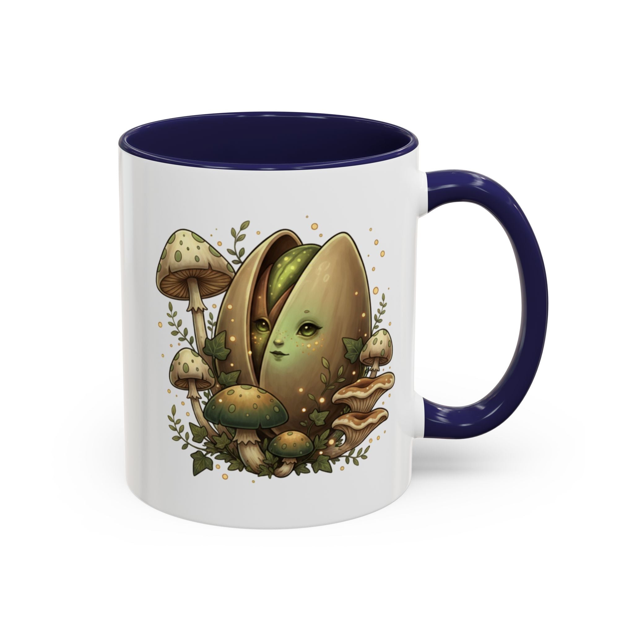 Mushroom Forest Accent Coffee Mug — Cute Woodland Fungi Design (11/15oz)
