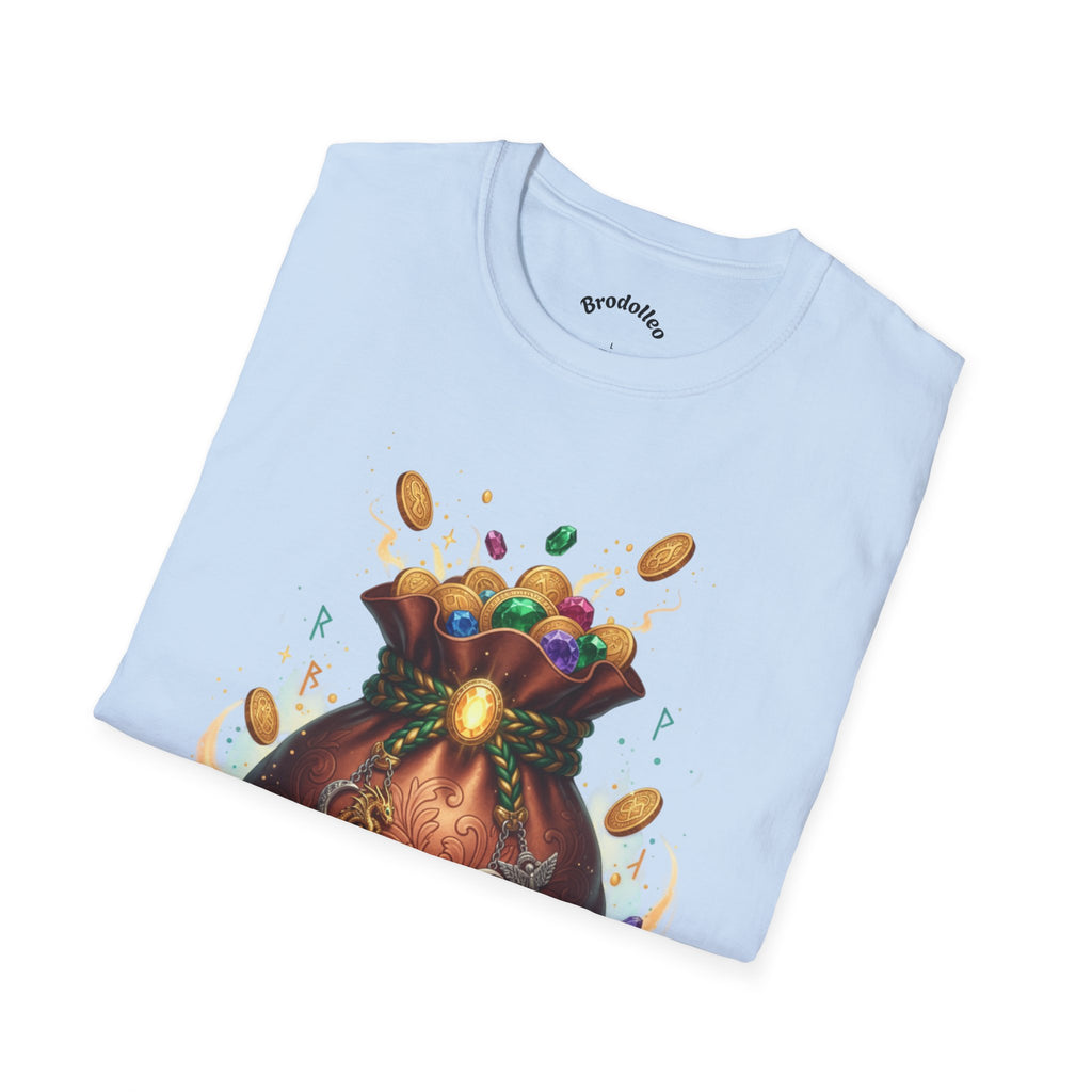 Treasure Pouch T-Shirt — Gold Coins & Gems Fantasy Graphic Tee