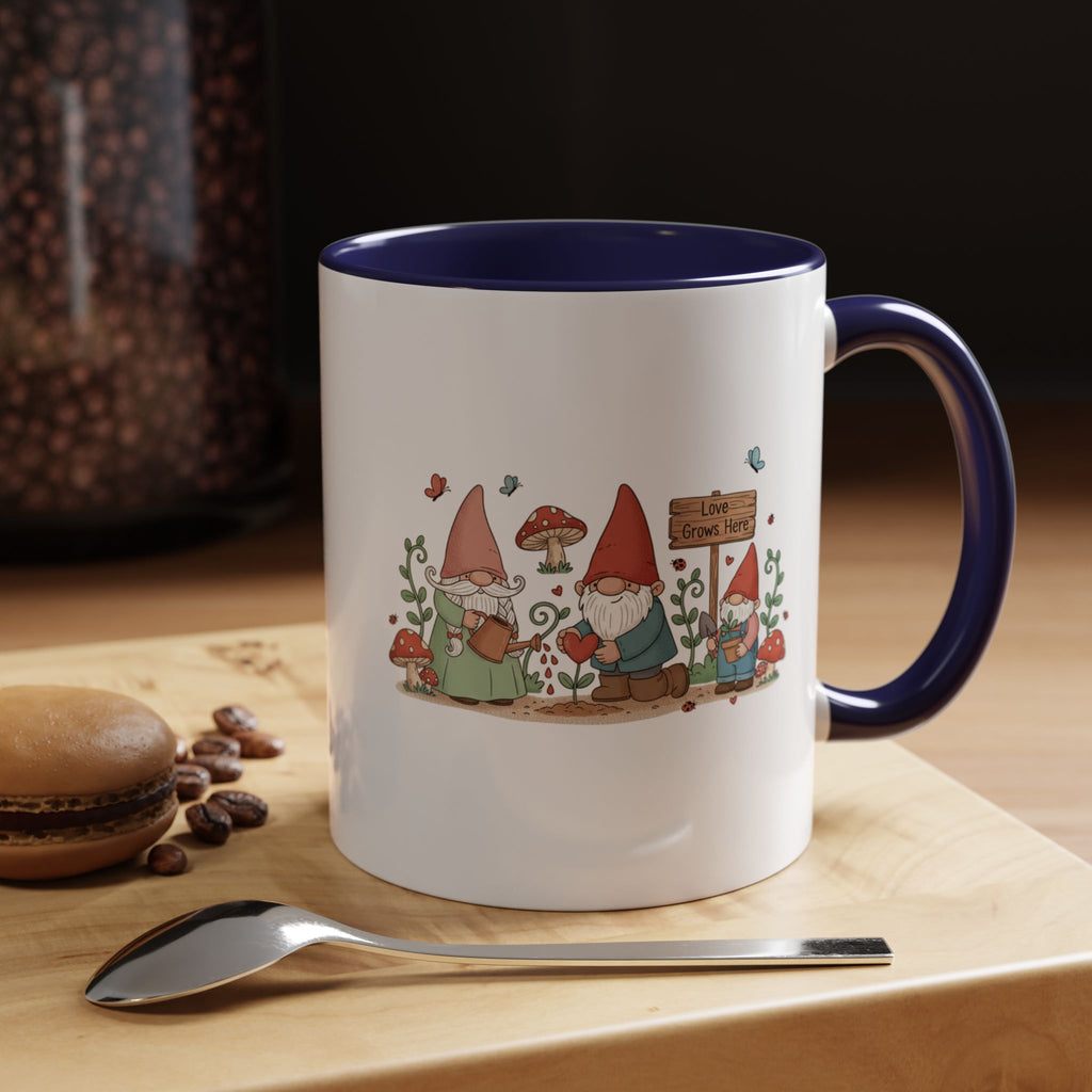 Gnome Garden Coffee Mug — Cute ‘Love Grows Here’ Accent Mug